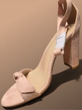 Blush Pink Suede Knot Block Heel Sandals